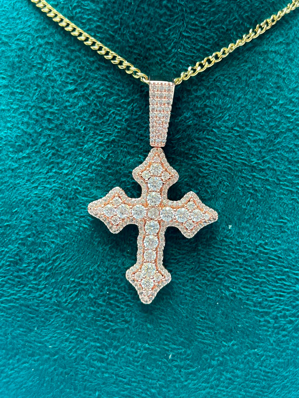 Dije cruz brillante oro rosa