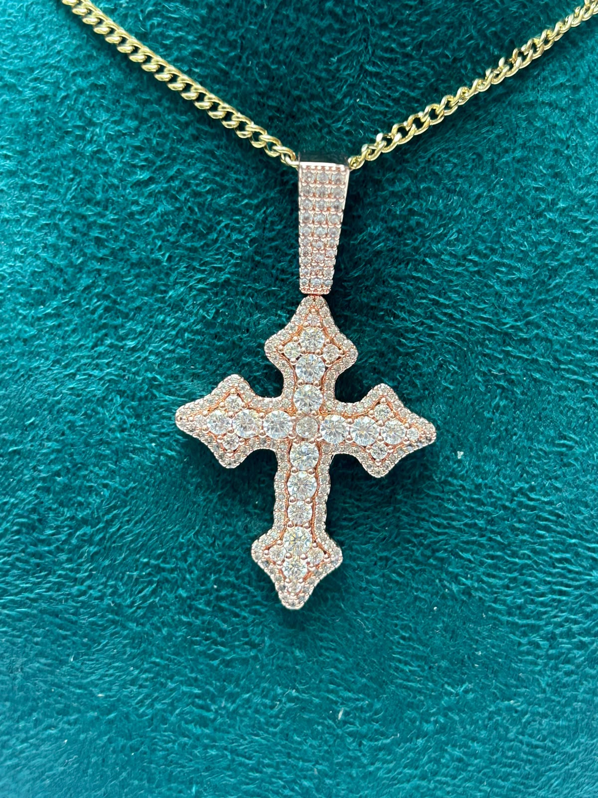 Dije cruz brillante oro rosa