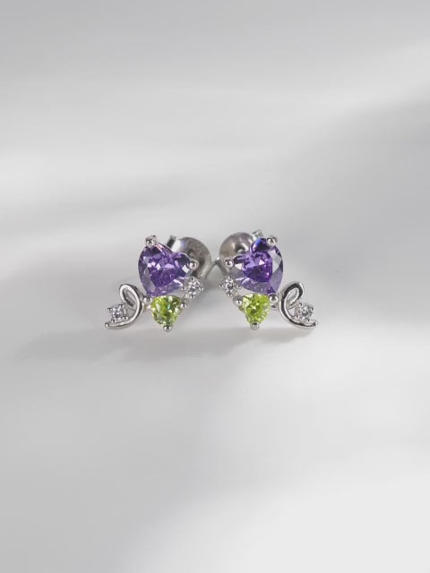 Aretes Corazón Violeta
