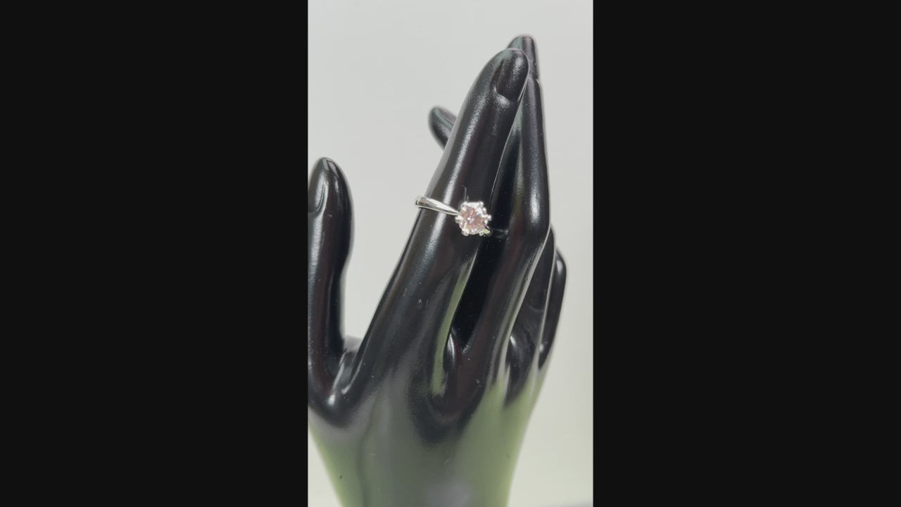 Anillo solitario plata moissanita
