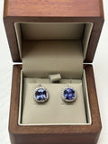 Aretes tanzanita con diamantes